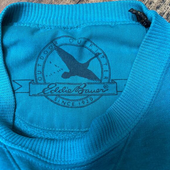 90s Vintage Eddie Bauer Crewneck Sweatshirt Teal Green Medium Fisherman Gorpcore - Picture 3 of 6